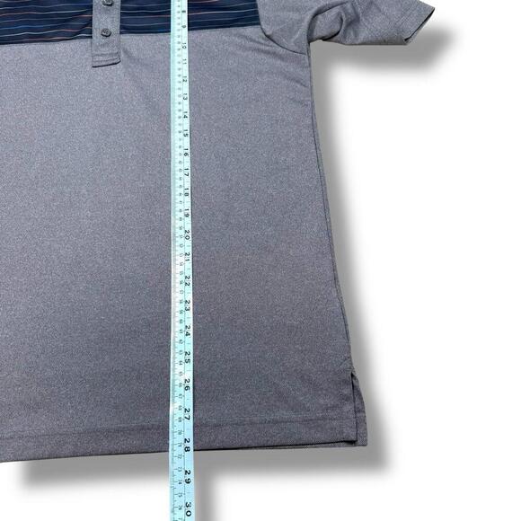 Travis Mathew Gray Striped Performance Polo Shirt Men Small Golf Activewear Dry - Picture 9 of 9